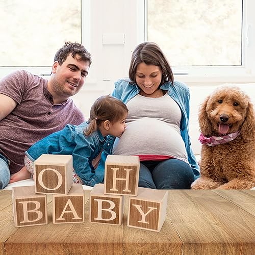 Miniatura 4 de OH BABY - Letrero de bloques pequeños (maderapequeño de 1.8 pulgadas) para decoración de mesa de fiesta de baby shower, centro de mesa, letras de