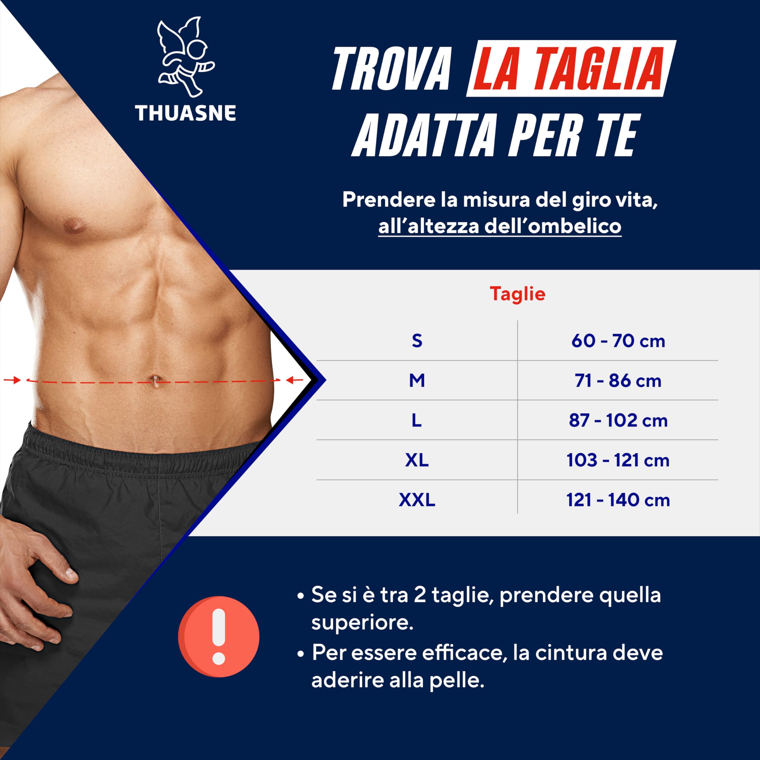 THUASNE Sport - Cintura di sostegno lombare - Lombalgia, distorsione discale/lombare, mal di schiena - Ossa di balena dorsali e addominali - Indice di sostegno 3/3 - Dispositivo medico CE