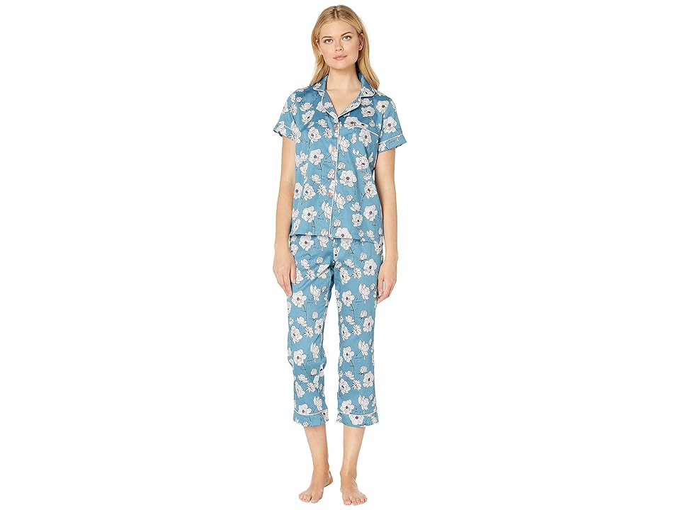 

BedHead Pajamas Short Sleeve Cropped Pajama Set (Peonies) Women's Pajama Sets, Multi