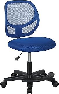 Amazon Basics Kids Adjustable Mesh Low-Back Swivel Study Desk Chair with Footrest, Blue