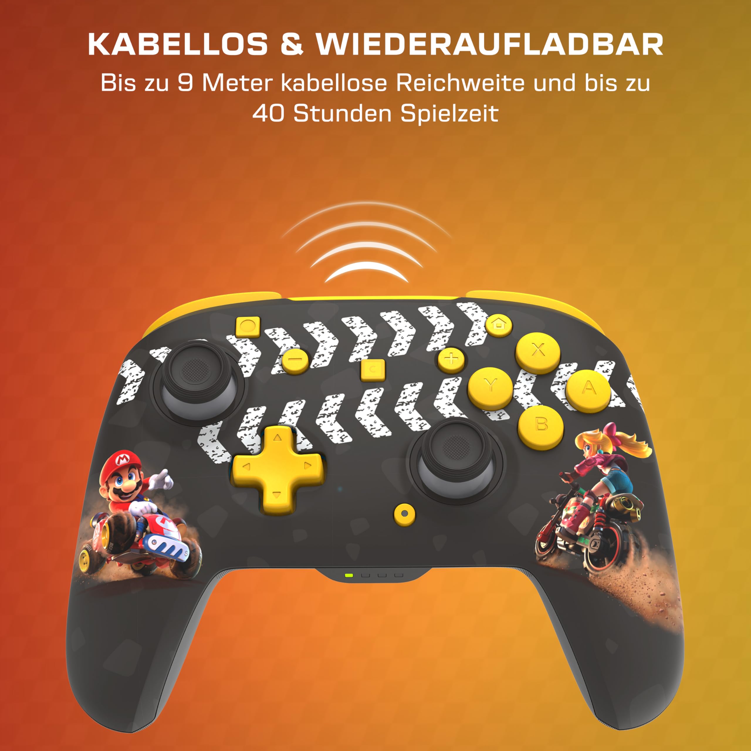 Turtle Beach Rematch Wireless Controller: Mario Kart World – Offiziell lizenziert für Nintendo Switch 1 und 2, TMR-Thumbsticks, anpassbares RGB, wiederaufladbarer Akku