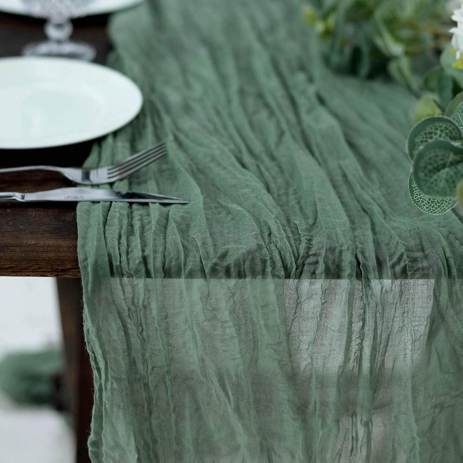 Efavormart 10FT Dusty Sage Cheesecloth Table Runner, Gauze Fabric Boho Wedding Arbor Decor : Home & Kitchen