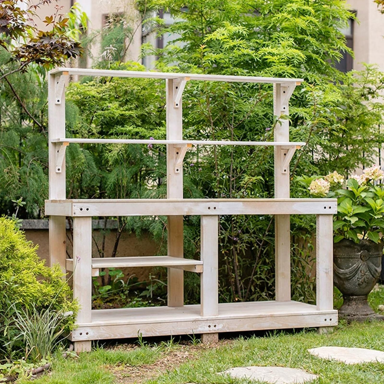 Garten-Pflanztisch für den Außenbereich, mit Ablage, robuster Arbeitsplatz für den Gartenbau, perfekt für Terrassen- und Hinterhof-Gartenarbeit