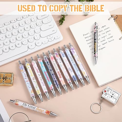 Miniatura 7 de Jutom 72 bolígrafos con versículo bíblico, bolígrafos de flores cristianas, bolígrafos con citas inspiradoras, bolígrafos retráctiles de tinta negra