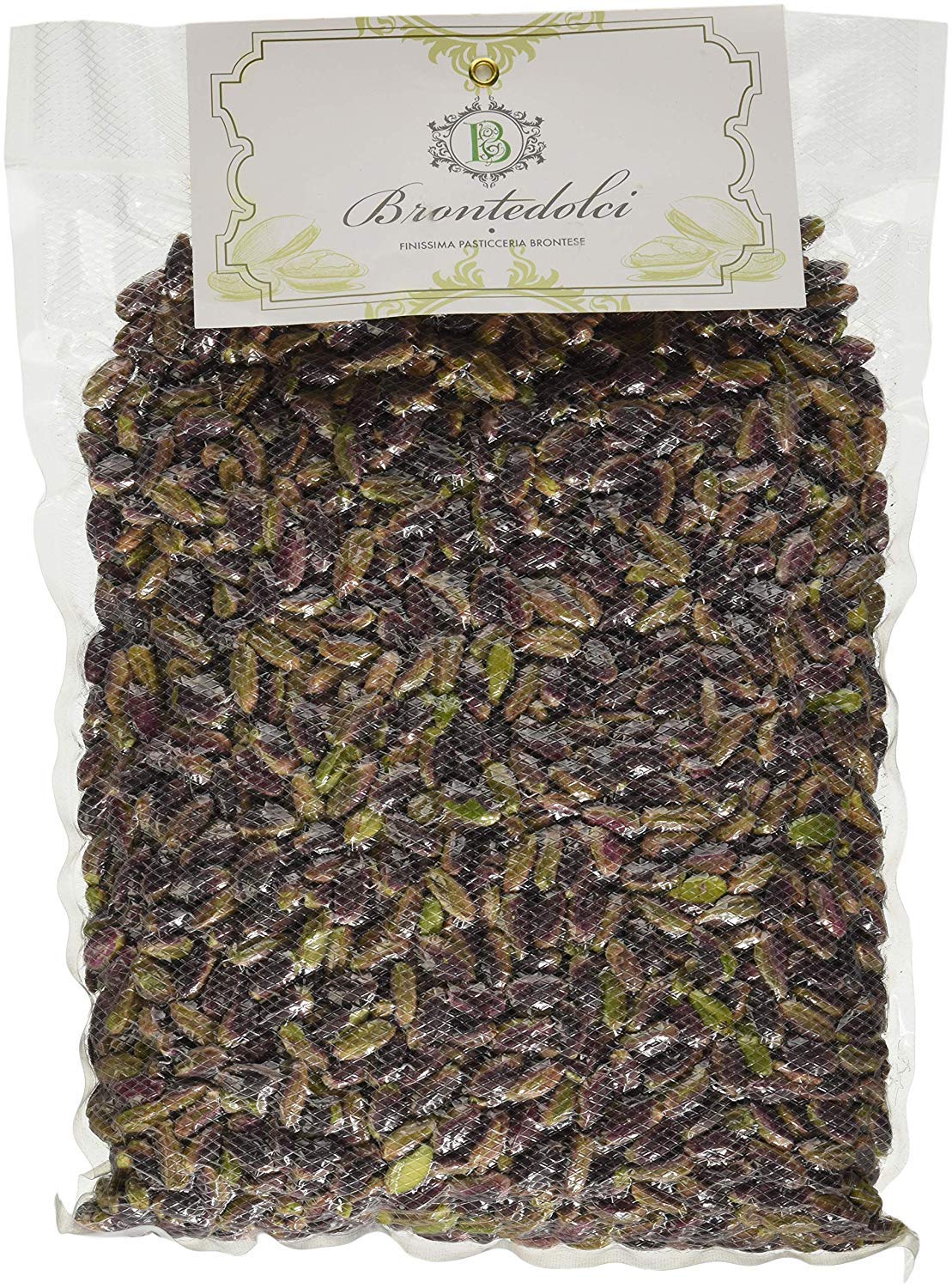 Pistachos sicilianos verdes (Etna) - Sin cáscara 500g envasado al vacío fresco sin sal pura.