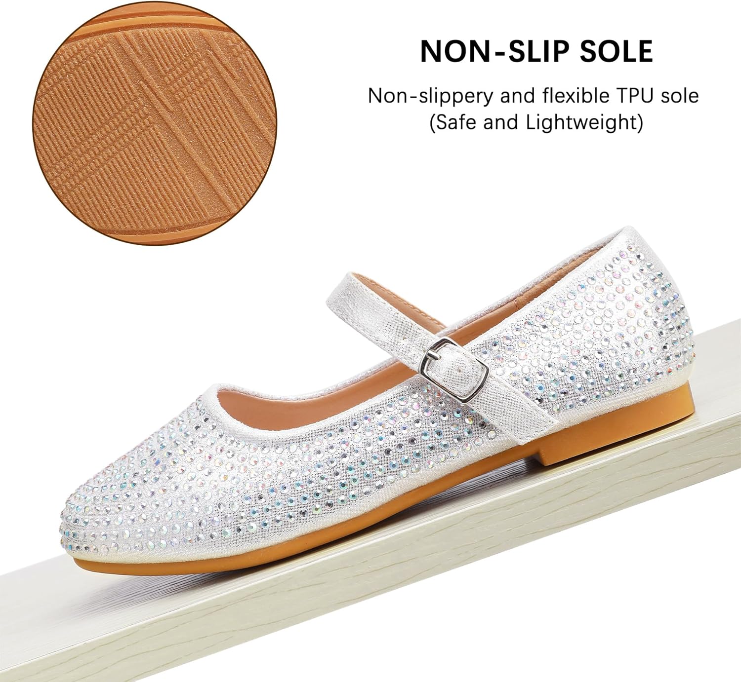 shoeslocker Girl Dress Shoes-Little Girl Mary Jane Shoes Wedding Party Casual Soft Walking Silver Size 3 - Image 4
