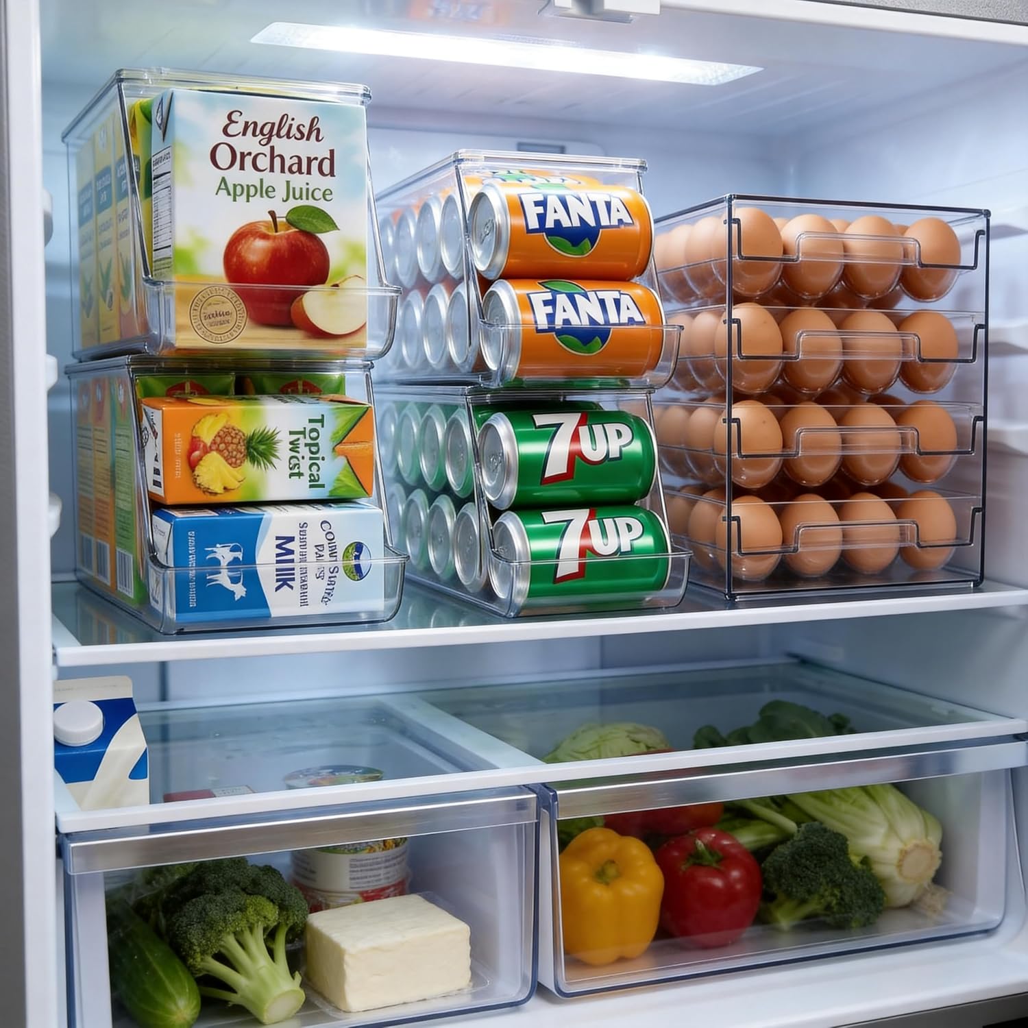 2-Tier Stackable Egg Holder for Refrigerator, Clear Egg Tray for for Kitchen Storage | BPA Free Egg Drawer for Fridge
