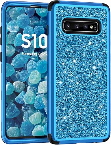 Asuwish Phone Case for Samsung Galaxy S10 Plus Cell Luxury Cover Hybrid Rugged Bling Glitter Shockproof Full Body Hard Heavy Duty Slim Accessories