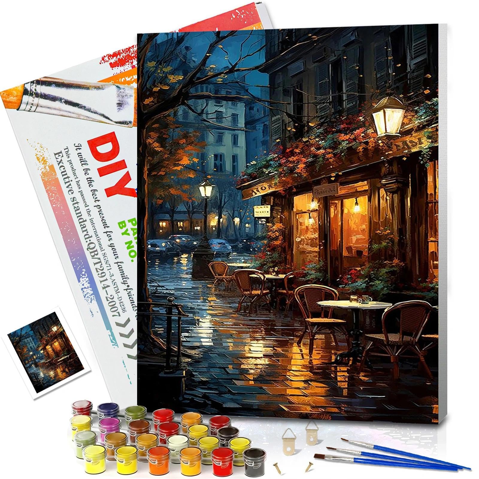 JATOK Kit de peinture par numéros pour adultes avec cadre, kit de peinture florale pour débutants