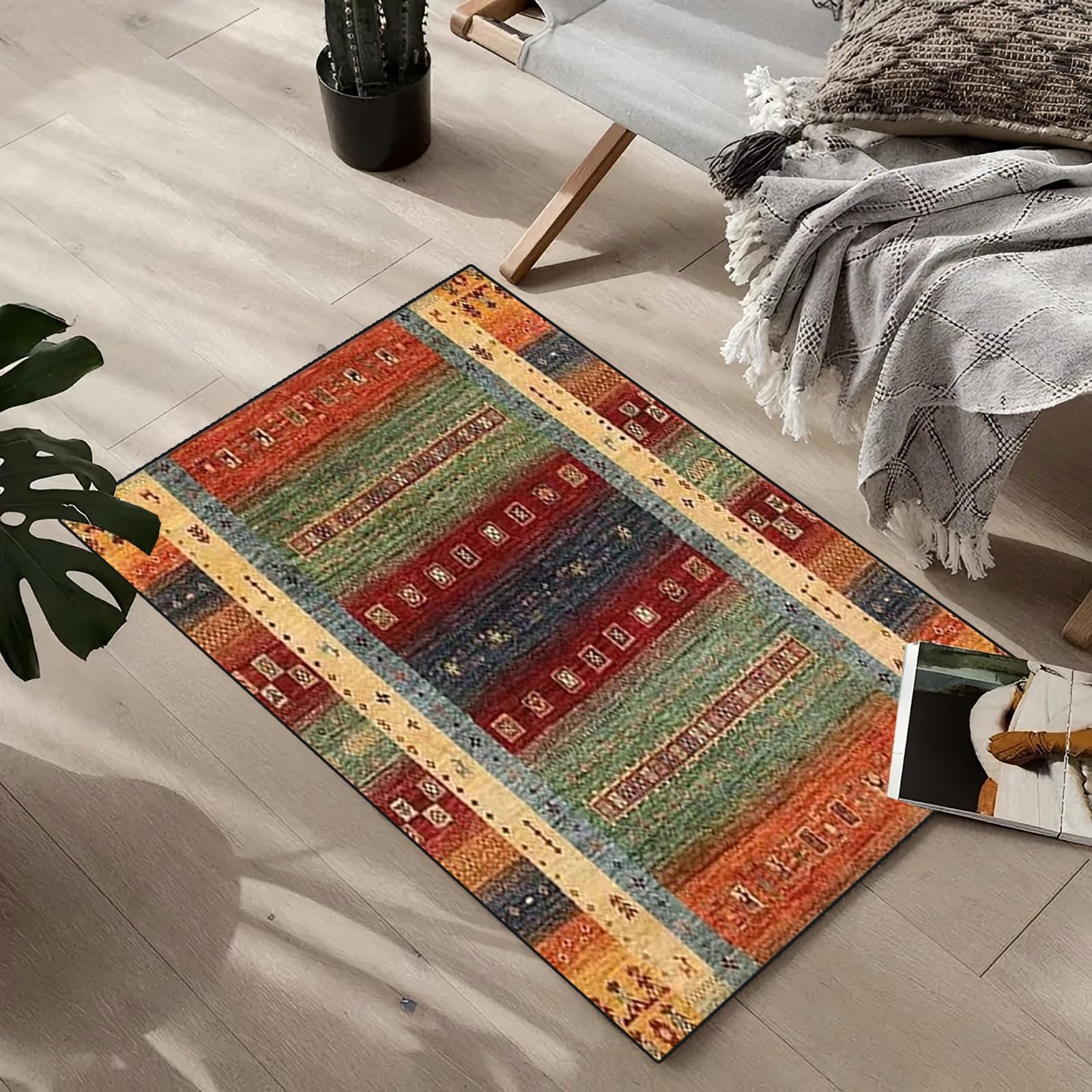 Teppich Läufer Flur Lang, rutschfest 90x200cm Küchen Teppich, Waschbar Teppichläufer Flurteppich für Korridor Wohnzimmer, Küche, Anpassbar