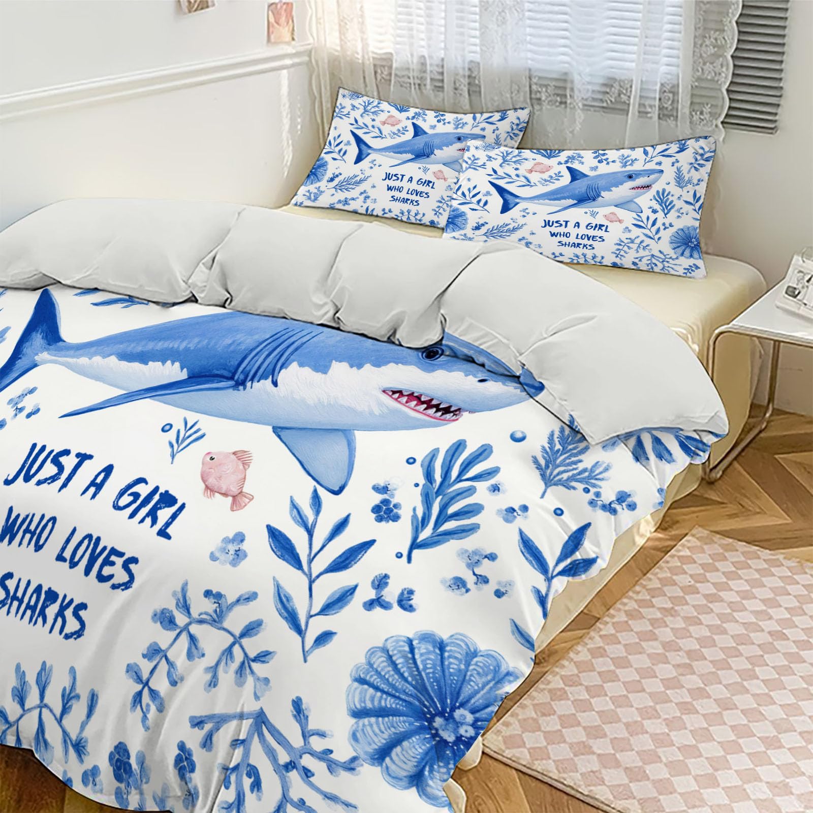 Housse de couette 140x200 requin hypoallergique pour protéger la peau sensible des enfants