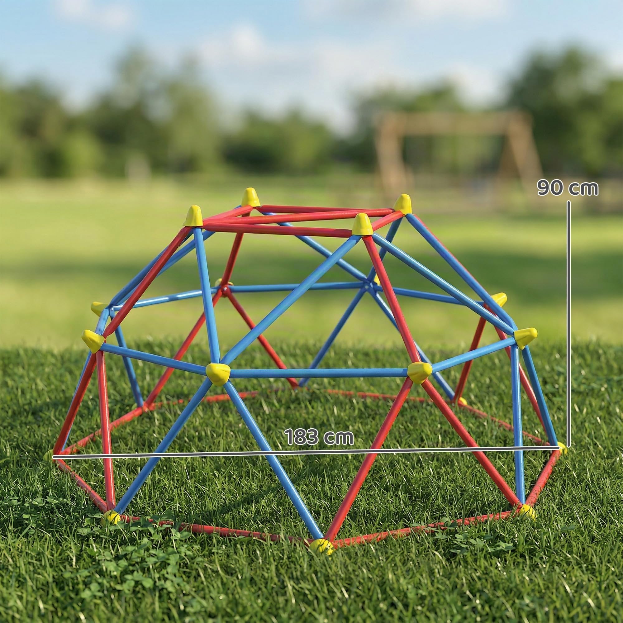 Outsunny Cupola per Arrampicata Bambini 3-8 Anni Ø183x90cm Multicolore | Struttura per Arrampicata, per 4 Bambini, in Metallo Anti UV