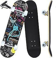 Vista 8 de Patinetas longboard completas para principiantes, niñas, niños, jóvenes, adolescentes, adultos, de 31x8 pulgadas, patinetas de 7 capas de madera