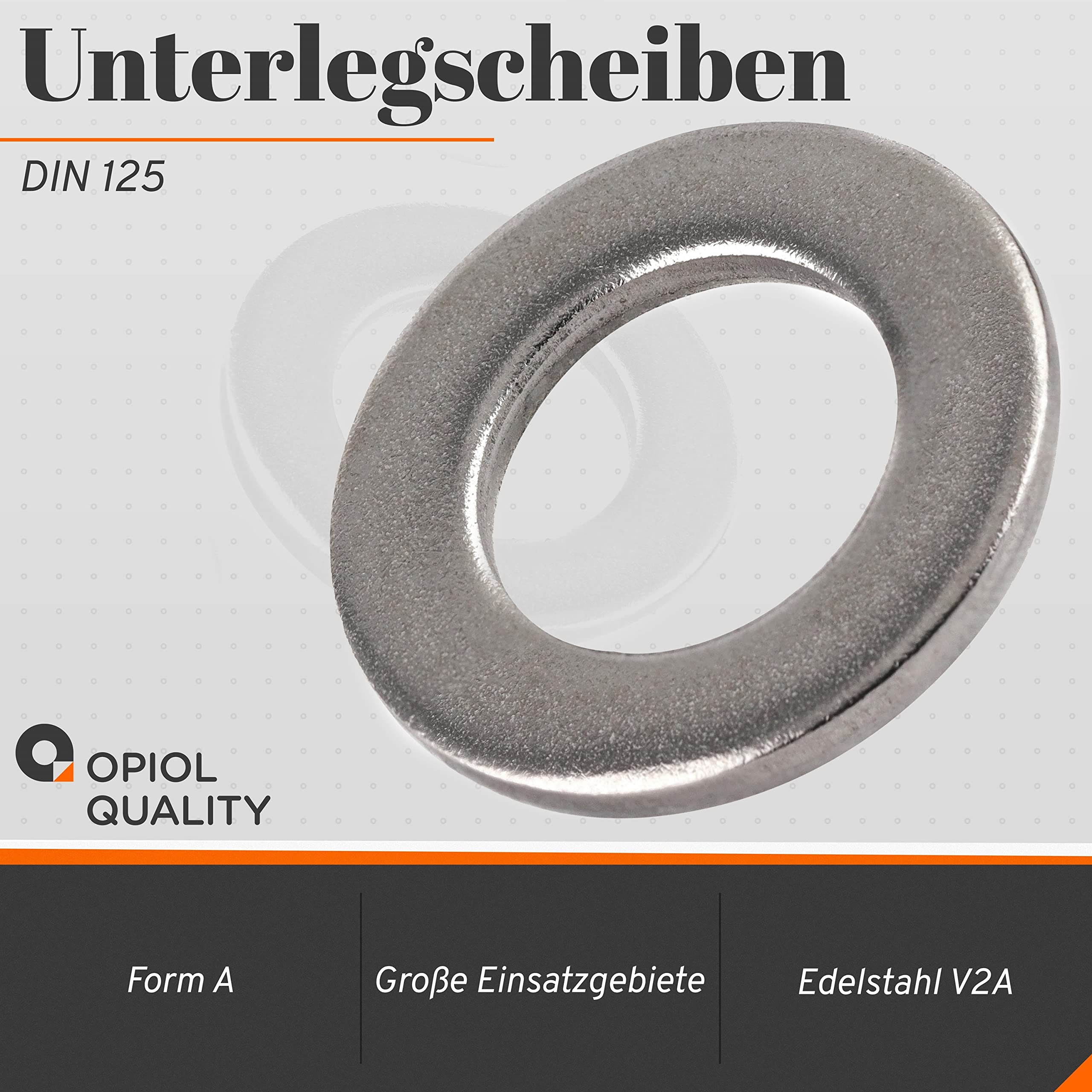 Unterlegscheiben M20 Edelstahl A2 V2A (500 Stück) DIN 125 / ISO 7089 Beilagscheiben Unterlegscheibe OPIOL QUALITY®
