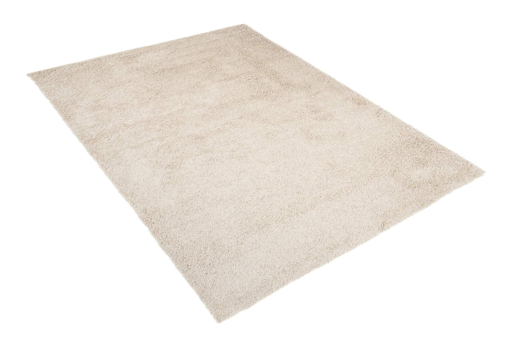 Tapiso Essence dywan Shaggy, wysokie runo, beżowy, jednokolorowy, miękki, nowoczesny, prostokątny, do salonu, sypialni, Ökotex 140 x 200 cm
