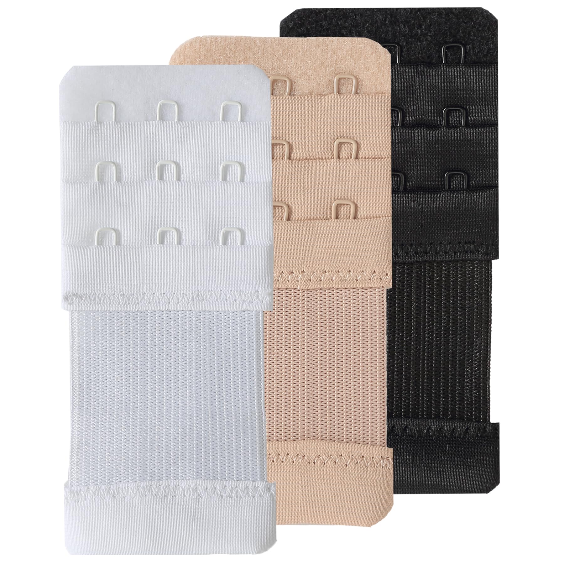 SAMGU Beha-extenders voor dames, 2 haken, 3 haken, 4 haken, 5 haken, 6 haken, zachte rekbare rug-beha-verlengband, 3 haak 1/2 afstand, veelkleurig, één maat