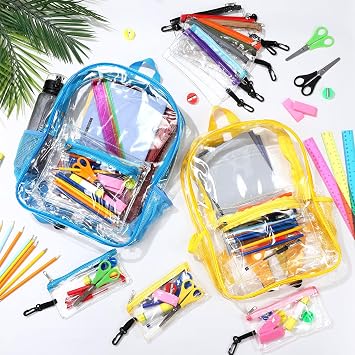 Gilprop 12 Set / 168 Pcs Backpacks Bulk with School Supplies Kits,Clear