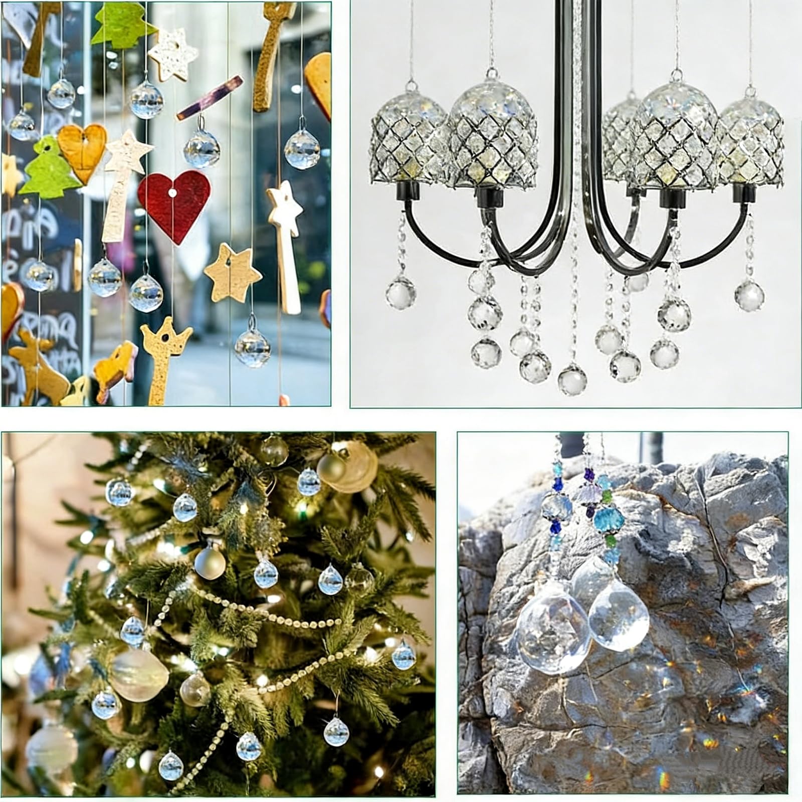 24 Pz Prisma Sfera di Cristallo,Cristalli a Forma di Diamante da Appendere,Cristallo Palla di Vetro Pendente Decorazione per Lampadari a Soffitto,Finestre,Giardini (24 * 20MM)