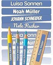 melu kids® Namensaufkleber Kinder für Schule & Kita (75 Stück) - Personalisierte Aufkleber mit Namen für Stifte und Schulsachen - Wasserfest in Spülmaschine - Dunkelblau