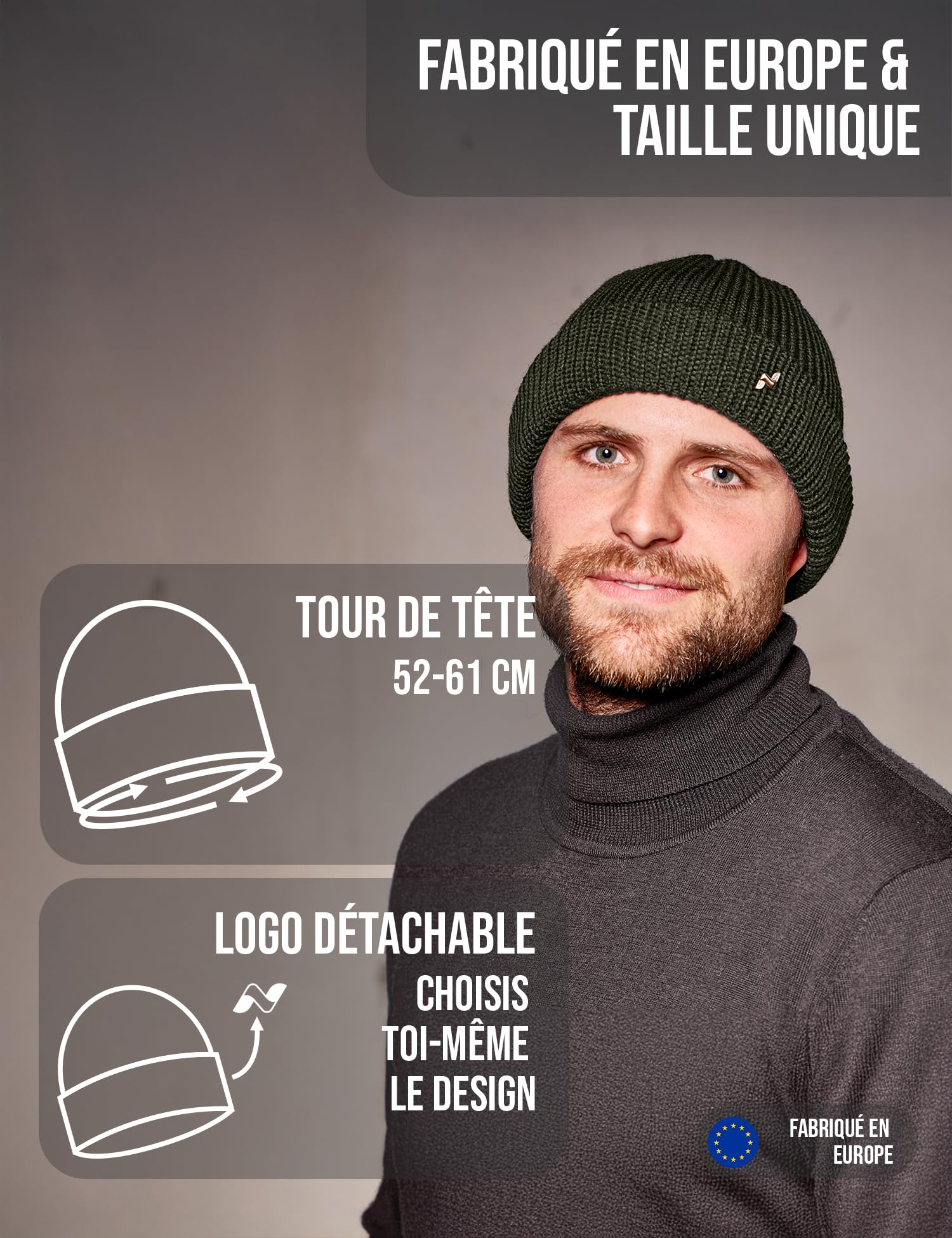 NYTTED® Bonnet en Laine Vierge Troyer pour Homme et Femme | 100% Laine Vierge | Chaud, Doux & Extensible | Tricot d’Hiver Premium et Respirant
