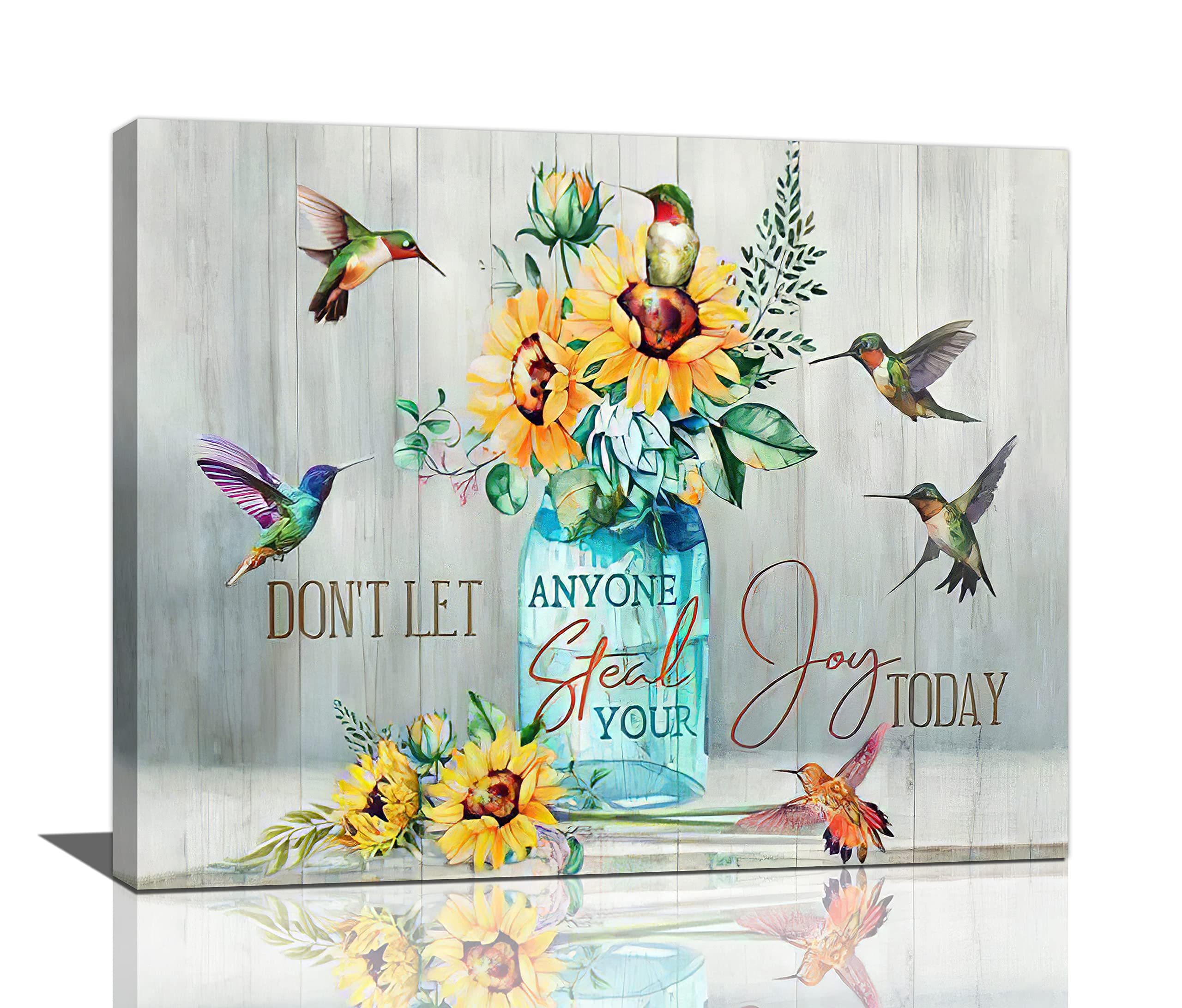 Bulldog Leather WorksAbstract Hummingbird Sunflower Wall Art Canvas Inspirational Quotes Modern Home Decorations Framed And Stretched Ready to Hang for Living Room Bedroom Office16x20Inch