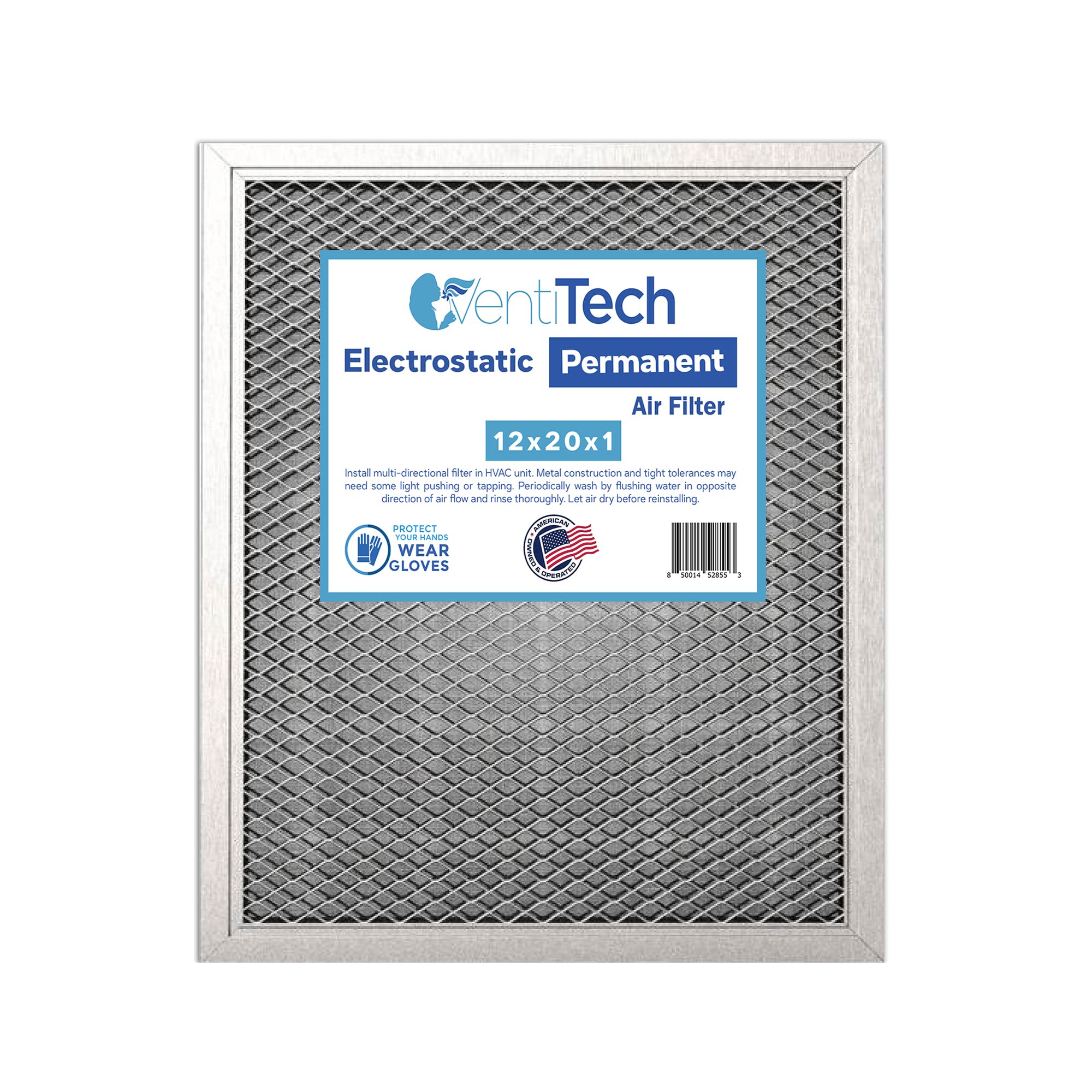 12x20x1 Washable Electrostatic Air Filter. Reusable HVAC & Furnace Air Filter