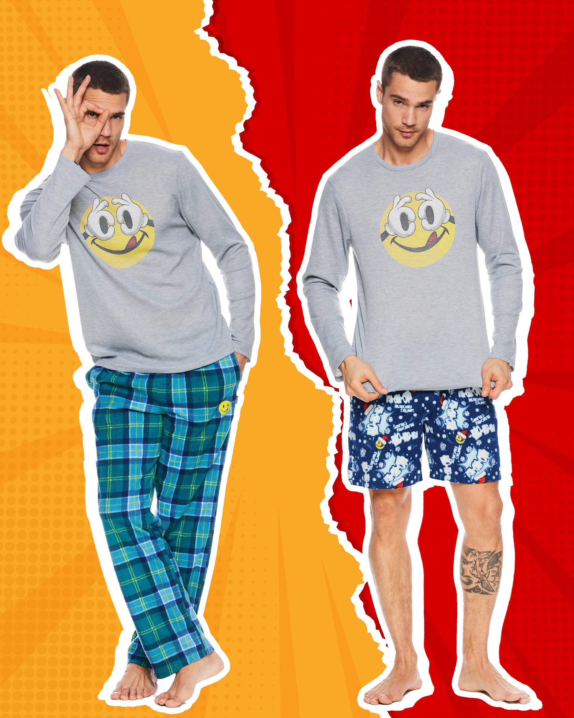 JOE BOXER Men's Moisture-Wicking 3-Pack Sleepwear Set: Pajama Pants, Elastic Banded Sleep Shorts, Long-Sleeve Crew Tee (Estate Blue, Large)