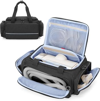 CURMIO CPAP Travel Bag Compatible with ResMed AirSense 11 10 elite, Black | Portable Carrying Case with Shoulder & Luggage Straps Compatible with Philips Dreamstation, 3B Medical Luna G3, XT Fit