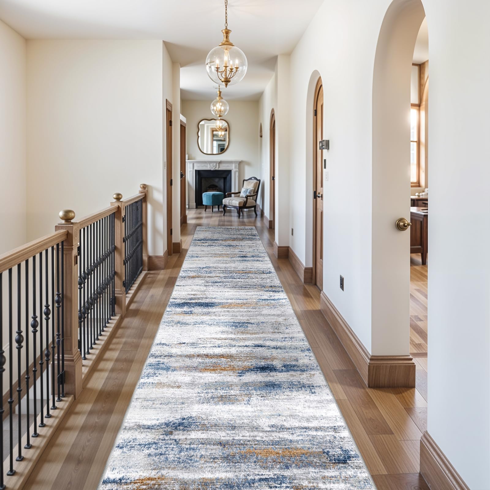 3x20 Washable Hallway Runner Rug: Extra Long Runners for Entryway Living Room Dining Room - Stain and Water Resistant Rugs with Non-Slip Backing -