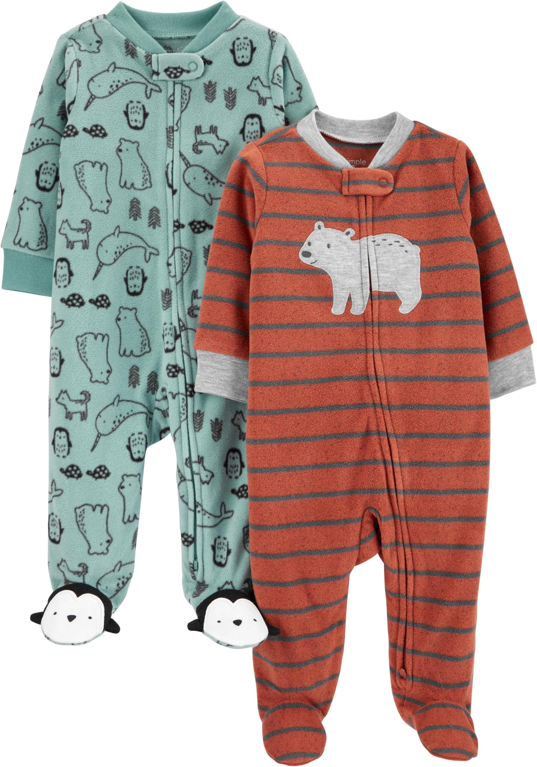 baby-boys 2-pack Fleece Footed Sleep and PlayBaby and Toddler Sleepers