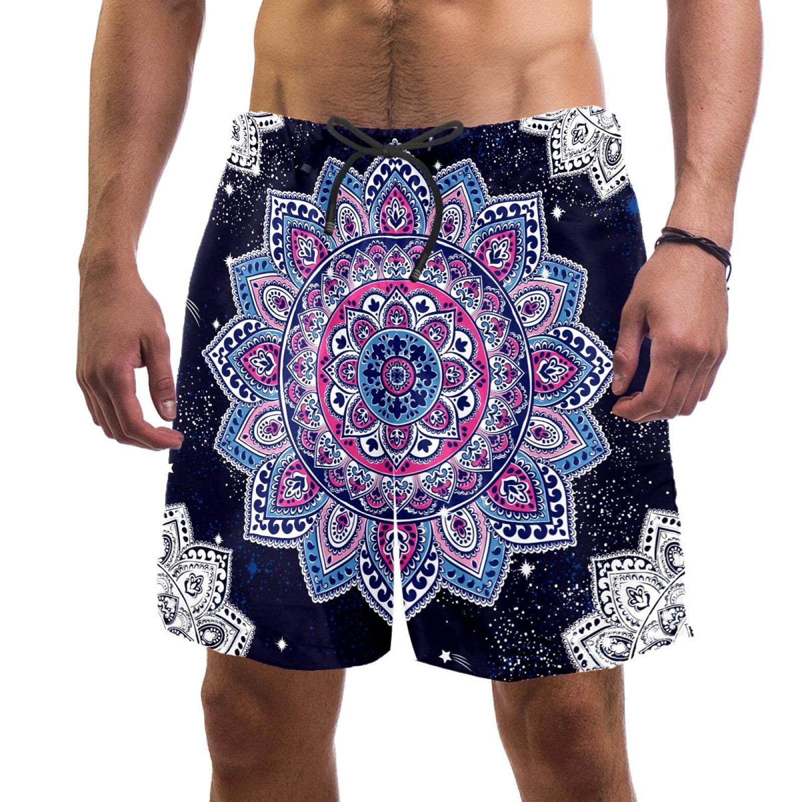 Short de bain ethnique mandala pour homme imprimé graphique coloré et doublure confortable - 6