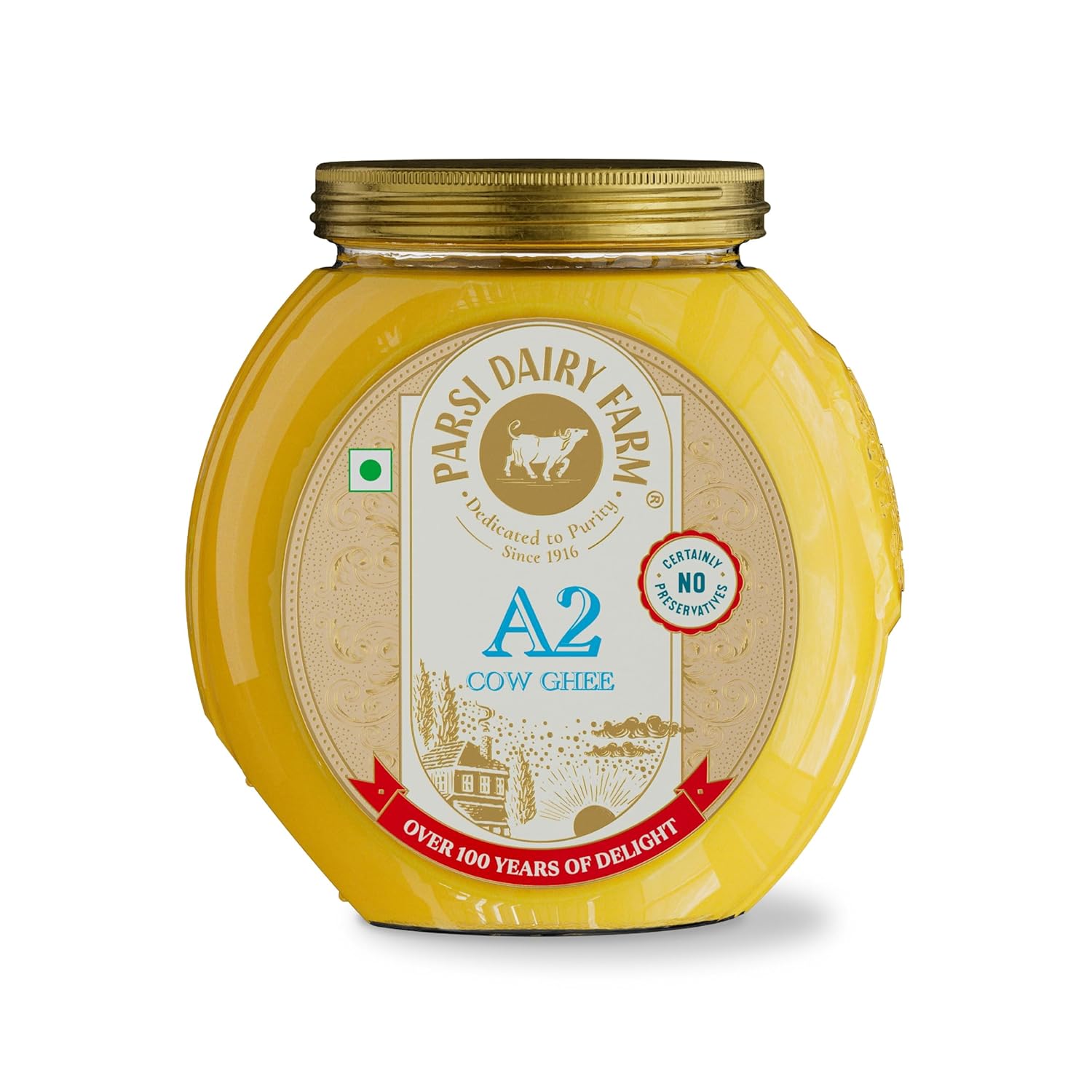 Parsi Dairy Farm Pure A2 Cow Ghee – Premium Desi Ghee, Rich Aroma, Danedar Granules,Preservative Free(500ml)