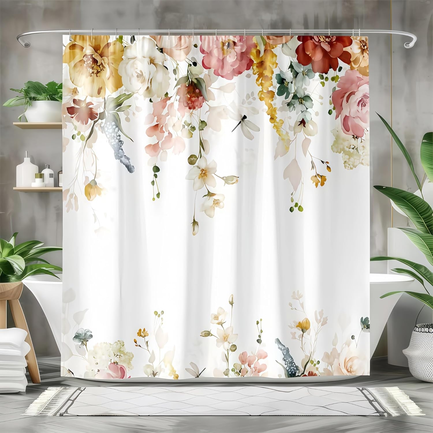 Waterproof Shower Curtain，Shower Curtain for Bathtub，With hook bath curtain，Shower Curtain ，simple shower curtain，Soft Washable，Polyester Fabric ，Printing Shower Curtain ，for Bathroom(C,150*180cm)