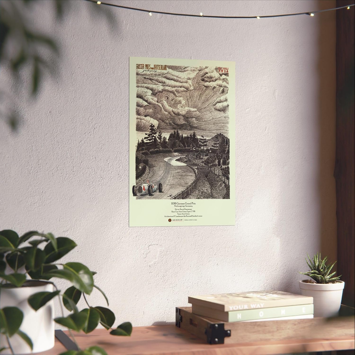 1936 German GP Nürburgring Fine Art Print - Formula Racing Wall Art Poster - Best Home, Office, Garage Decor Gift for Sports Car Fans