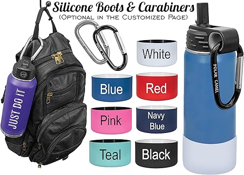 Miniatura 53 de Botellas de agua personalizadas con tapa abatible y pajilla, termo deportivo personalizado de acero inoxidable grabado, monograma personalizado