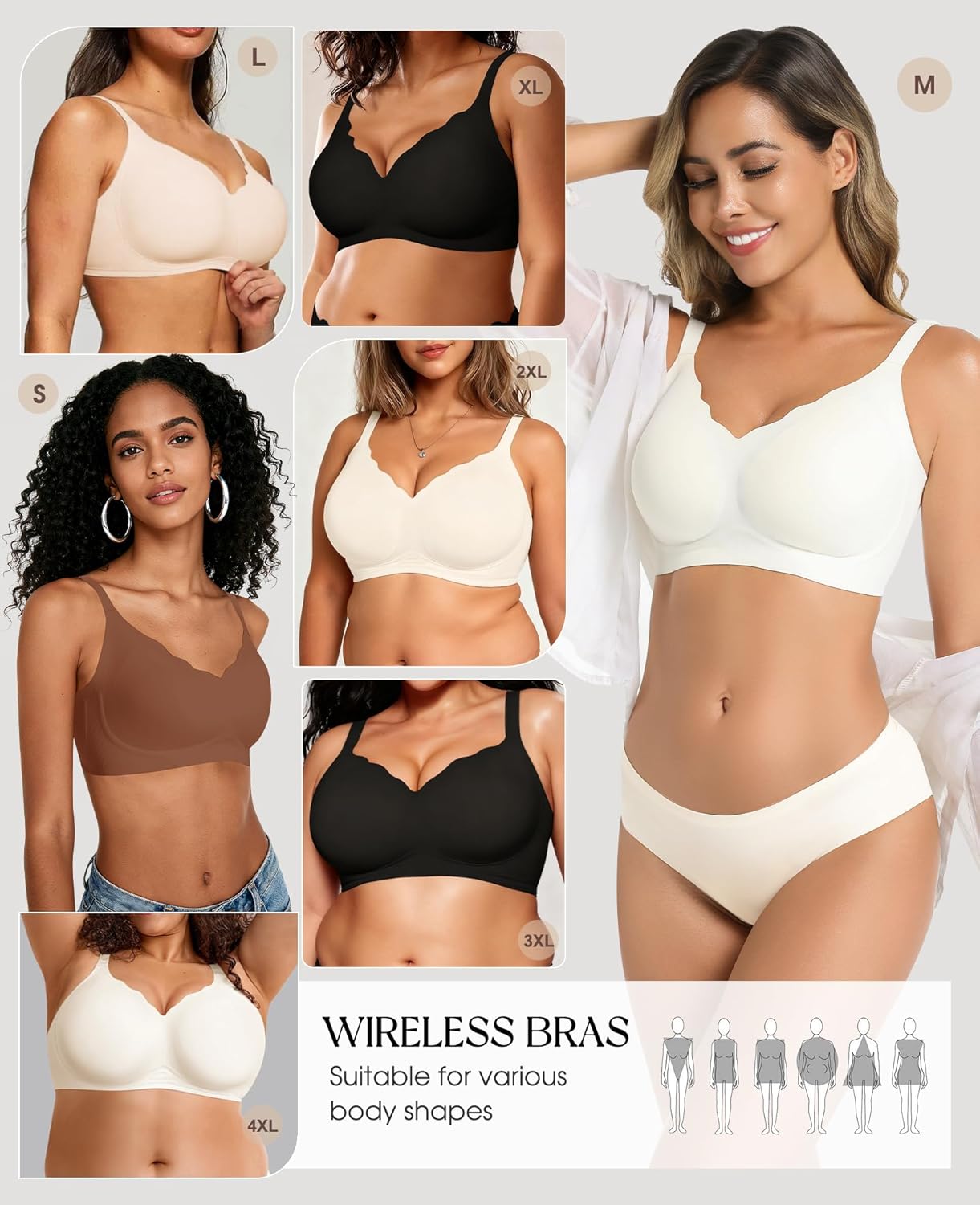 Wireless Bras for Women No Underwire Seamless Push Up Full Coverage Everyday Bra Comfortable Supportive Tshirt Bralette - Image 5