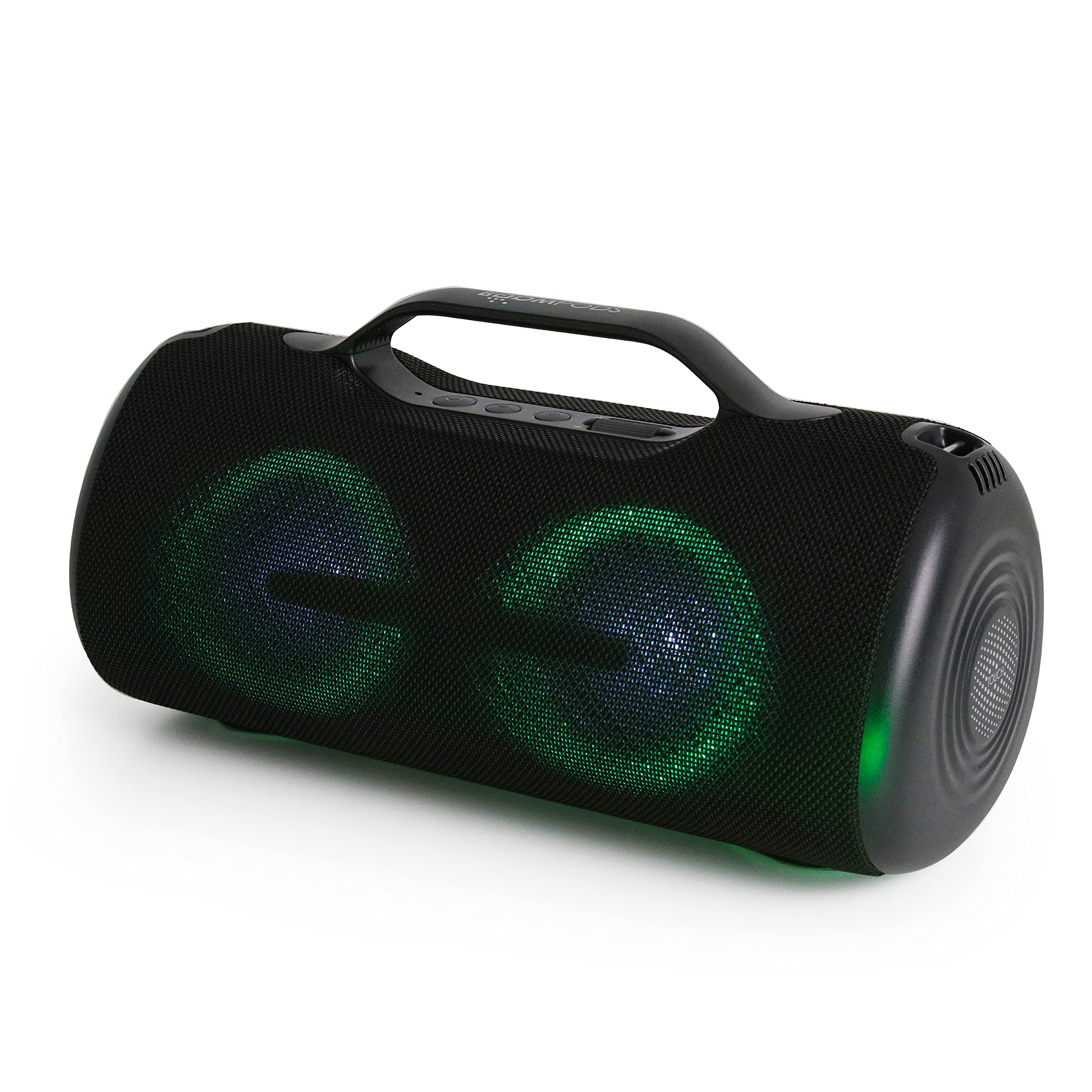 Boompods Rhythm 60 Haut-Parleur Bluetooth sans Fil - Mini Enceinte Portable avec Effets Lumineux LED, Autonomie 10h, Double Couplage, Haut Parleur étanche pour Voyage, Douche et Jardin, Noir