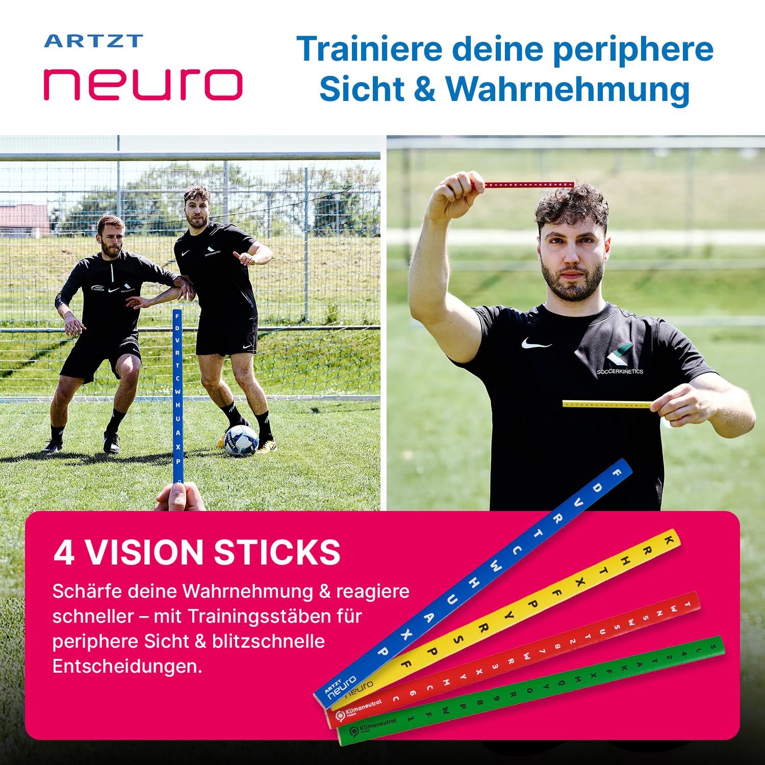 Fußball Set für neurozentriertes Fußballtraining | Fußball Trainingsset | Fussball Trainingszubehör | Reaktionstraining & Koordinationstraining | 18 Tools inkl. Soccerkinetics Übungsbuch