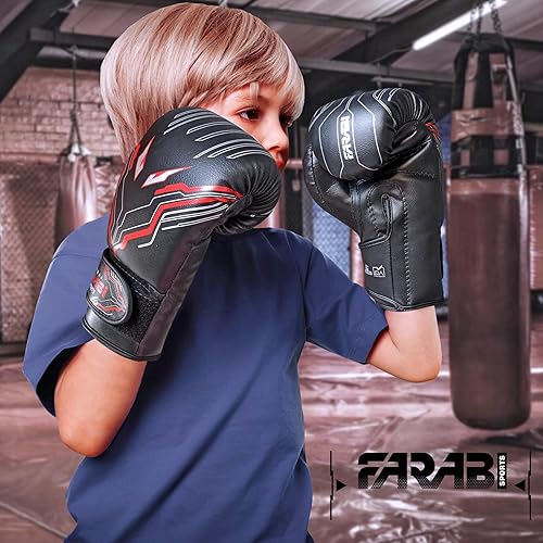 Miniatura 3 de Farabi Sports Guantes de boxeo para niños y niñas, guantes de kickboxing de 6 onzas para jóvenes, guantes de boxeo junior para MMA, Muay Thai,