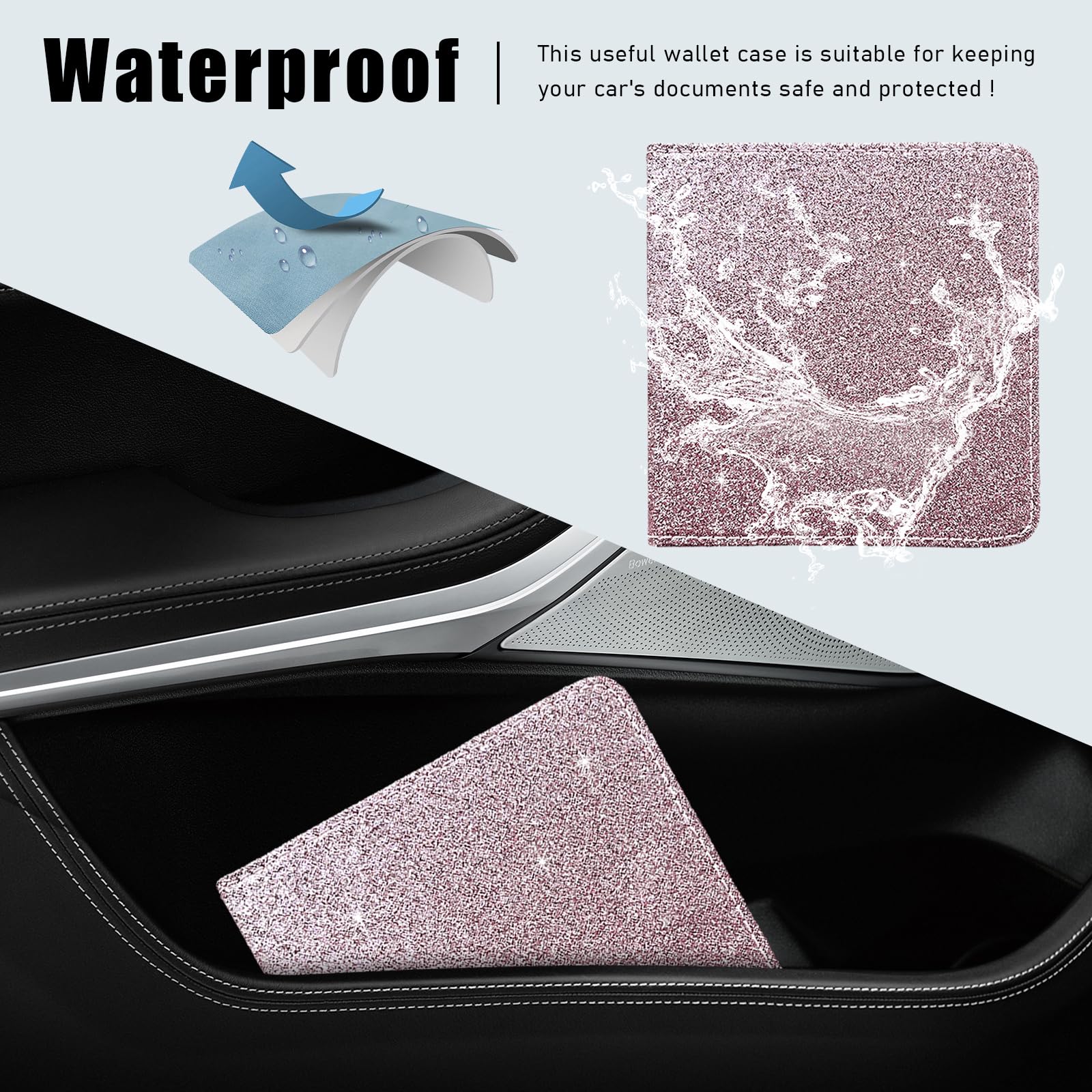 Ziciner 2 Pack Car Document Holder - PVC Registration & Insurance Card Organizer With Velcro For Glove Box (Red)