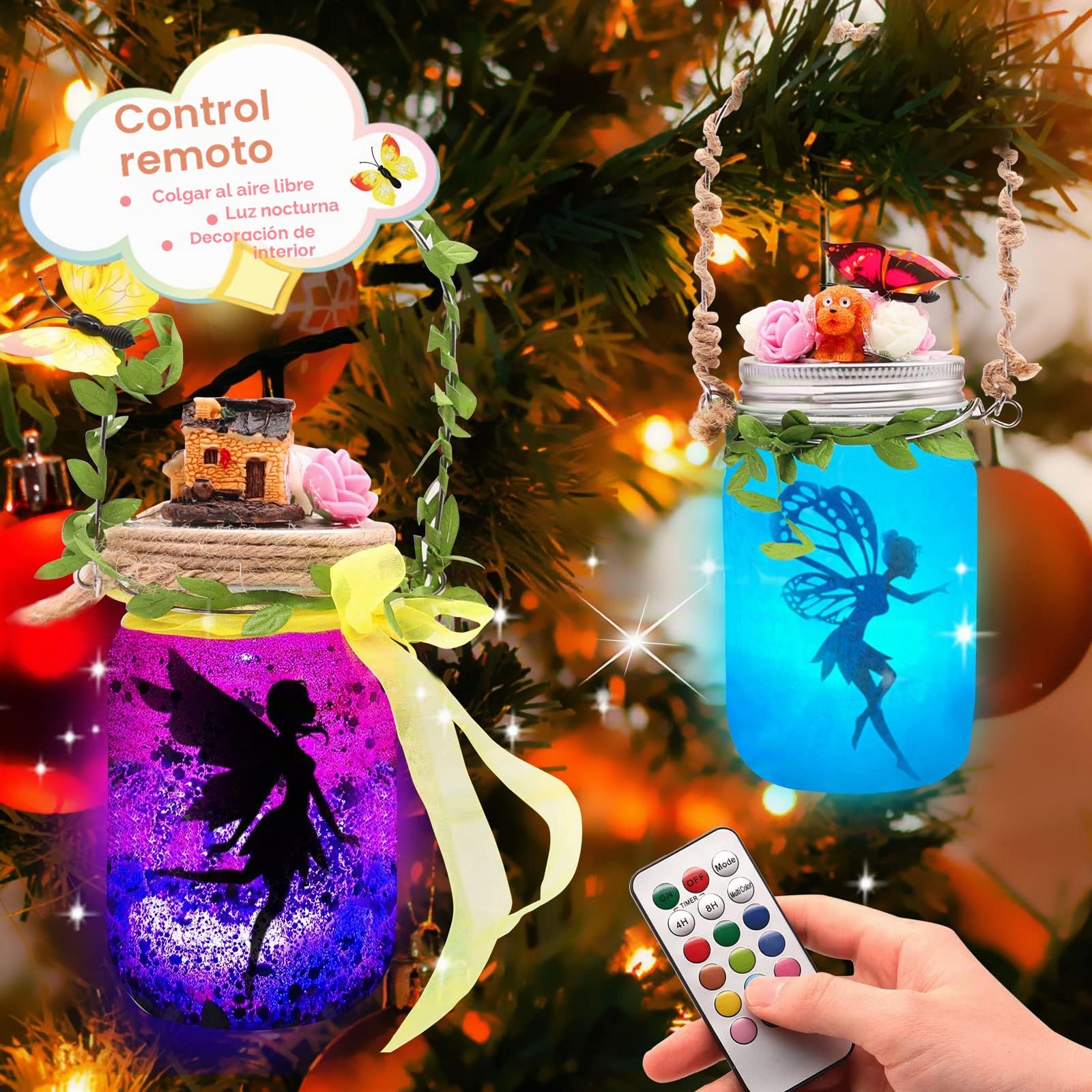 Regalo para Niñas, Kit de Manualidades de Linterna de Hadas 8 9 10 11 12- Regalo para niños - Luz Nocturna de Tarro de Albañil con Control Remoto - Actividades Creativas de Arte de Bricolaje