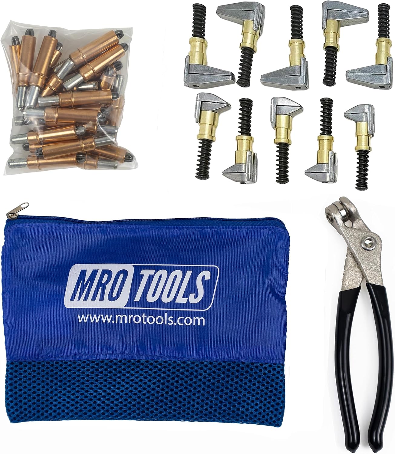 25 1/4 Cleco Fasteners + Cleco Pliers + 5 KSG 3/4 x 1/2 Side-Grip Clamps + 5 KSG 3/4 x 1 Side-Grip Clamps + Carry Bag (K1S25-1/4SG)