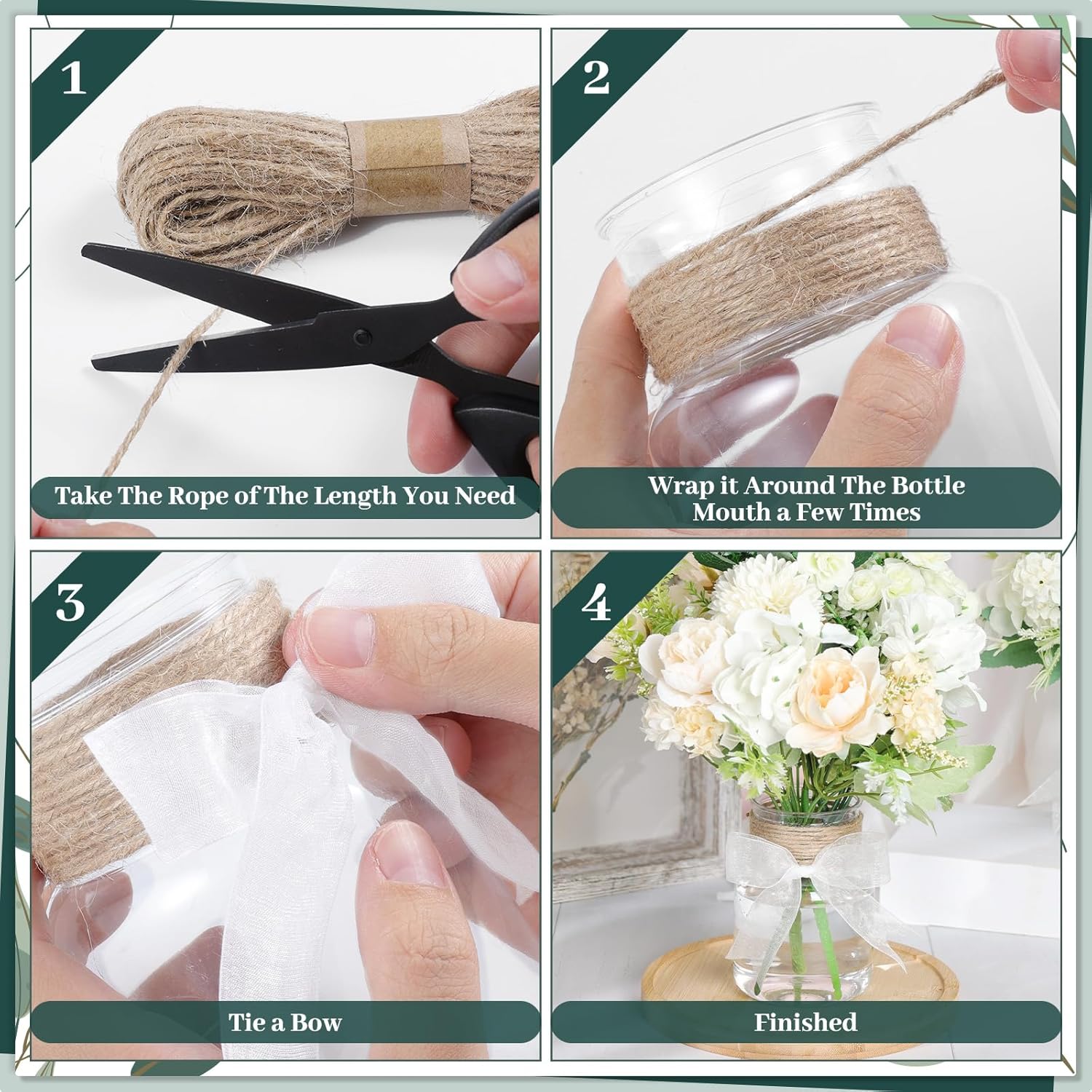 12 Pcs Plastic Bud Vases for Centerpieces Clear Flower Vase with Hemp Rope Ribbon for Wedding Decorations Floral Vase Bulk for Housewarming Home Decor Floral Arrangements (Cylinder) - Image 8