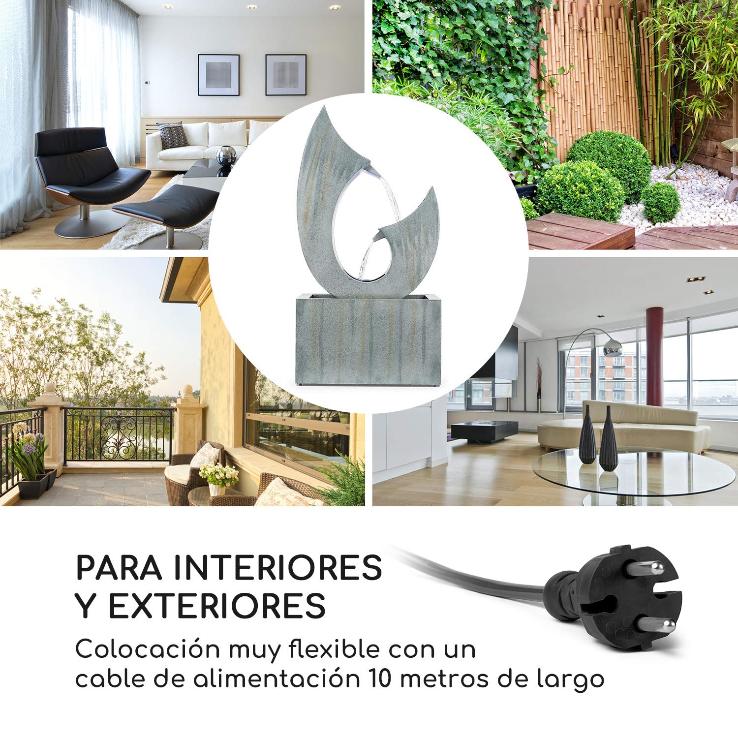 blumfeldt Trumpet Flow Fuente para Exterior e Interior - Circulación de Agua Concepto Loopflo, Bomba de 8 W, Certificado de protección IPX8, Metal zincado, Cable de 10 m Resiste la Intemperie