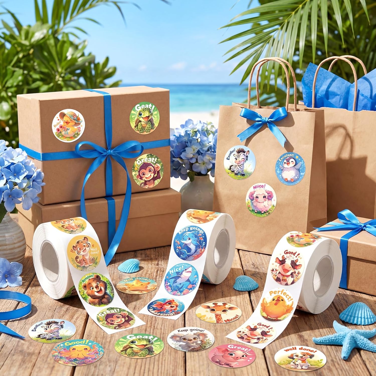 1500 PCS 3 Roll Animal Stickers for Kids, Round Animal Stickers Bulk for Toddlers, Birthday Party Favors Supplies, Reward Incentive Stickers for School, Home, Preschool, Classroom Crafts