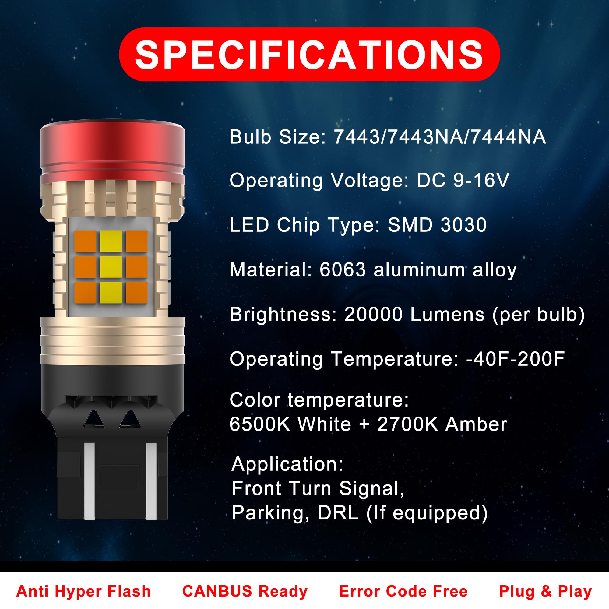 Amazon.com: FAXCARS Switchback 7443NA 7444NA LED Front Turn