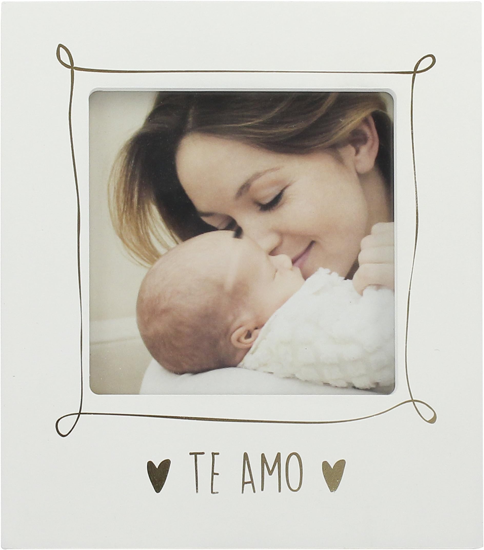 Azzure Home - "Te Amo" Wood Frame 4x4 - White & Gold