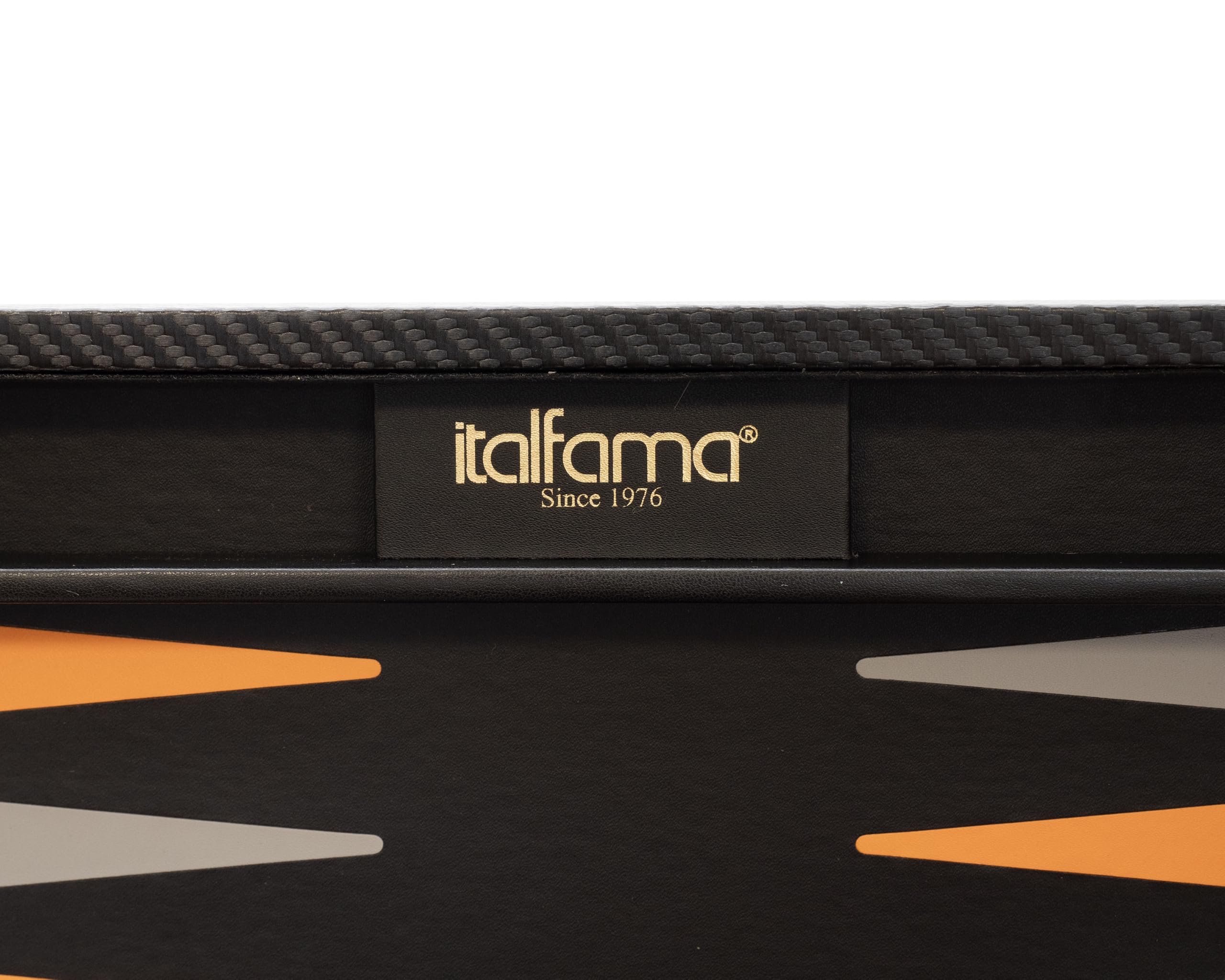 Backgammon pieghevole in similpelle nero e arancione