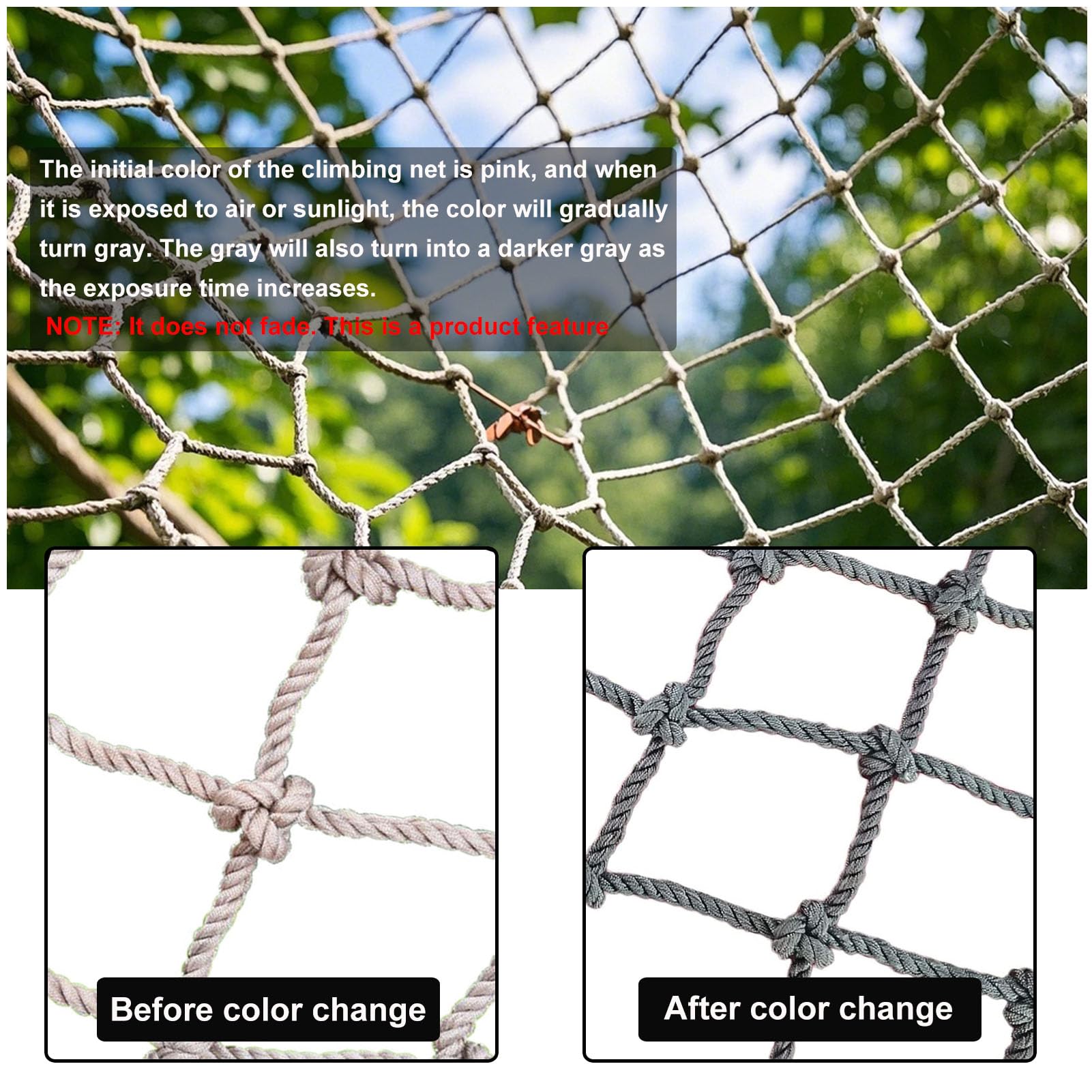 Rete da arrampicata per bambini – Scala cargo in poliammide per parco giochi e casa sull'albero – Accessori per palestra giungla per percorso ad ostacoli nel cortile – Attrezzatura fitness all'aperto