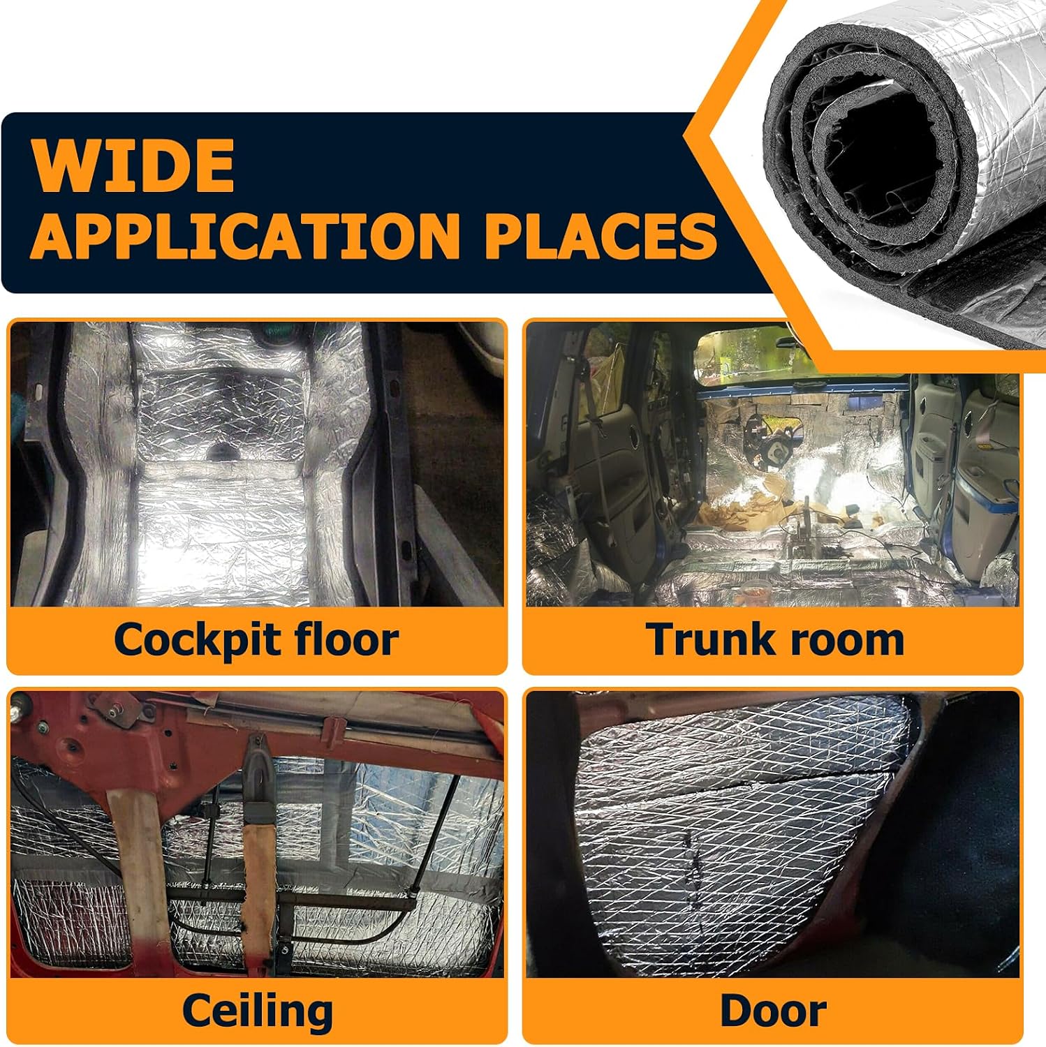 Mofun 394 mil 10.76 sqft Car Sound Heat Firewall Heat Dampening Insulation Mat Deadener, Waterproof Sticker, 40" x 40"